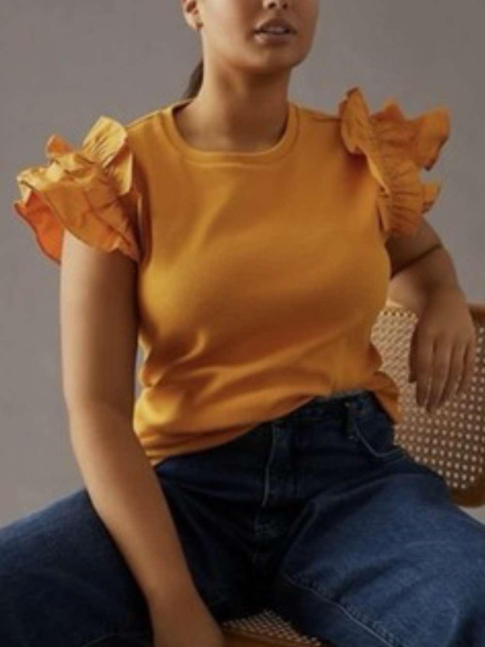 By Anthropologie Tiered Ruffle Sleeve Top